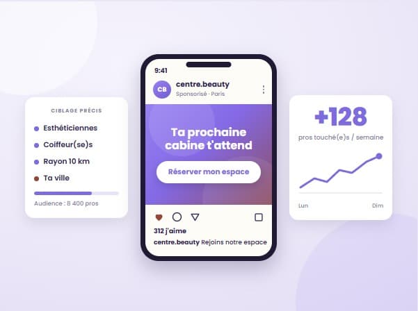 Publicité Instagram sponsorisée géociblée pour l'institut Centre Beauty
